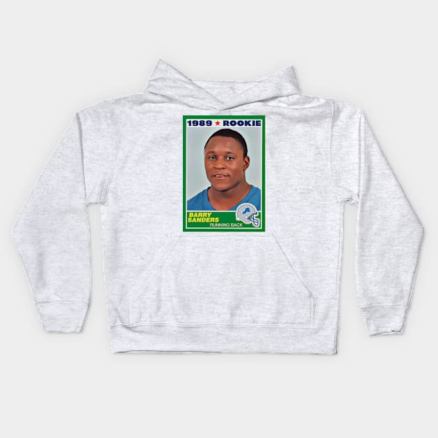 Retro Barry Sanders Rookie Card Kids Hoodie by darklordpug